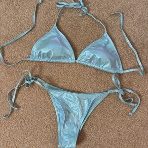 SHEIN Metallic Aqua Bikini Bottom